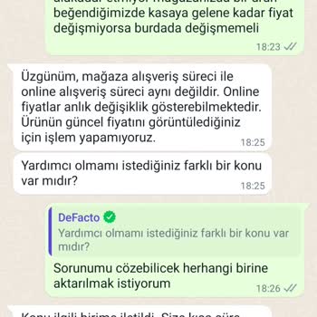 DeFacto Sepetteki Fiyat Farklı Çıkıyor
