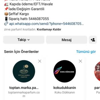 Zirve Parfüm Instagram Hesabı Faturasız İşlem