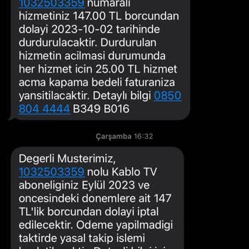 Kablo Net Bir Ödenmemiş Fatura İçin Üyeliğimi İptal Ediyor