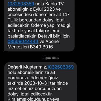 Kablo Net Bir Ödenmemiş Fatura İçin Üyeliğimi İptal Ediyor