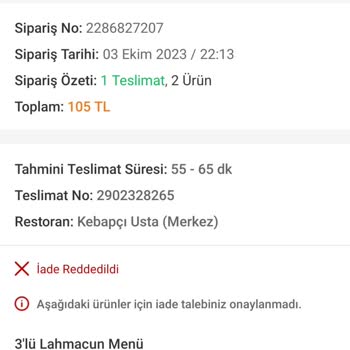 Trendyol Yemek Sipariş Sorunu