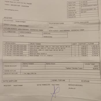 Enza Home İzmir Manavkuyu Şubesinden Koltuk Takımı ve Yemek Takımı Siparişi