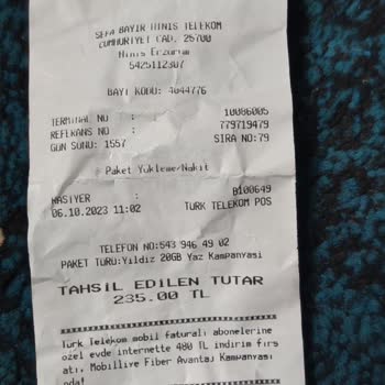 Türk Telekom Hatalı Paket Ve Tl Yükleme 543#####02 Telefon