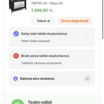 Maller Baby Dinozor Hepsiburada Eksik Parça Gönderimi.