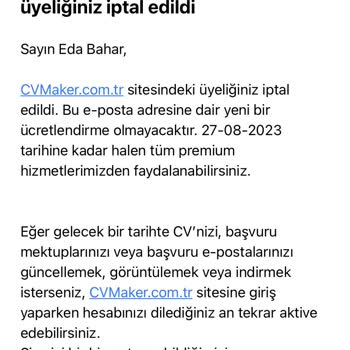Cvmaker.com.tr Abonelik İptali Yapmama Rağmen Hesabımdan Ücret Tahsil Edilmesi