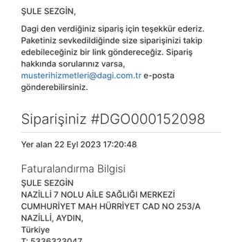 Dagi İnternet Mağazasından Alınan Ürünlerin Gönderilmemesi