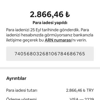 Yapı Kredi ARN Numarası Tanımıyor Ve İade Yok Diyor
