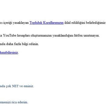 Youtube.com Hesabımın Kapatılması