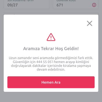 TikTak Kirala Kredi Kartı Tanımlayamıyorum