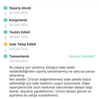 Dolap Bebek Arabası İade Talebi