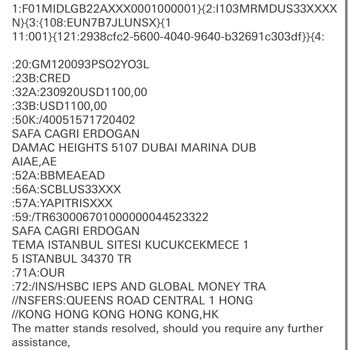 Yapı Kredi SWİFT Hesabıma Geçmedi