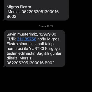 Migros Extra Ürünümü Teslim Etmedi