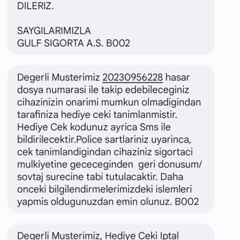 Gulf Sigorta Vatan Bilgisayar'dan Aldığım Samsung TV İle İlgili Sorun