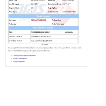 Aras Kargo Begonya Şube Teslim Edilmeyen Kargo Ve Yalan Beyan Hk