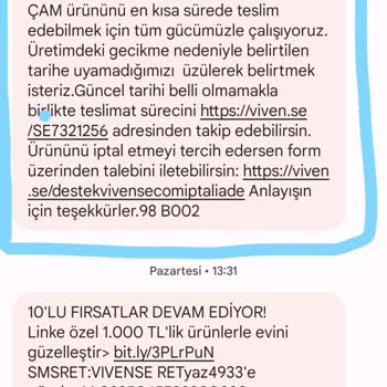 Vivense Ürün Teslimatı Yapılmadı Ve Düzgün Bir Bilgi Yok