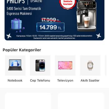Vatan Bilgisayar Philips Kahve Makinesi Sepette İndirim Uygulanmıyor