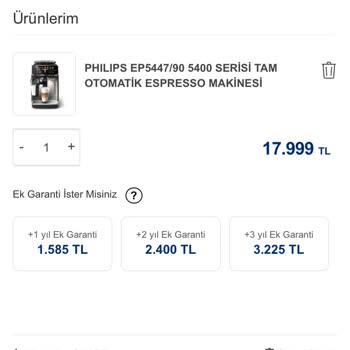 Vatan Bilgisayar Philips Kahve Makinesi Sepette İndirim Uygulanmıyor