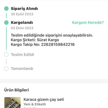 Sürat Kargo Siparişim Bana Getirilmeden İadeye Gitti