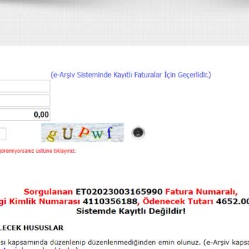 Gratis Tarafından Kesilen Geçersiz Fatura