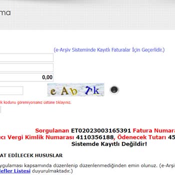 Gratis Tarafından Kesilen Geçersiz Fatura