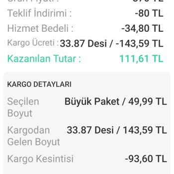 Dolap Kargo Ve Hizmet Bedeli