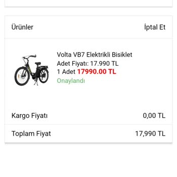 A101 Teslim Edilmeyen Elektrikli Bisiklet Siparişi
