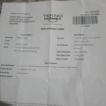 Teknosa Yazıcı İade Talebi