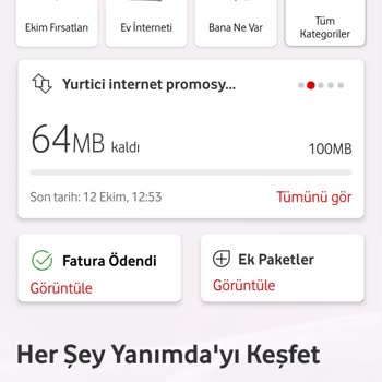 Vodafone Net Vodafone Hediye GB Kullanımı Sorunu
