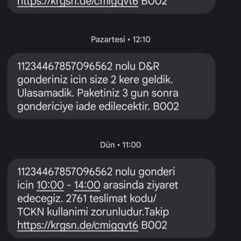 Teslim Edilmeyen Kargo ( Kargomsende)