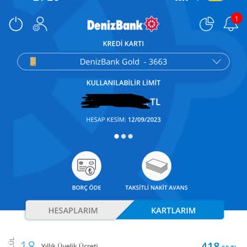 Denizbank Yıllık Üyelik Ücreti