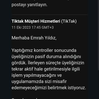 TikTak Kirala Araç Kiralama Yapamıyorum Aktif Edilmesini Talep Ediyorum
