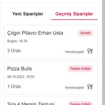 Yemeksepeti Arızalı Sipariş