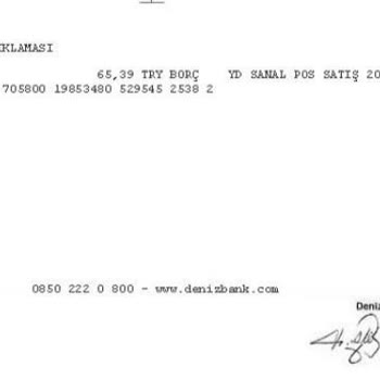 Denizbank Hesap Bilgim Dışında İşlem Yapılması