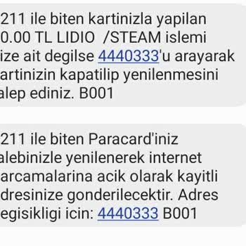 Lidio Ödeme Hizmetleri Kartımdan İşlem Yapılmış