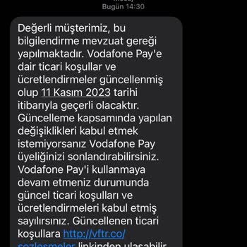Vodafone Pay Üyelik İptali İçin Belirtilen Süre Çok Uzun!