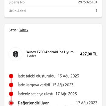 Vodafone Yanımda Ürün İadesi