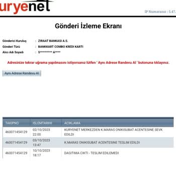 Kuryenet Kartım Teslim Edilmedi.