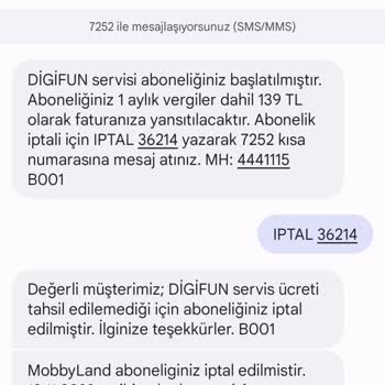 Vizyon Mobil Elektronik Para Bilgim Dışında 139 TL Alındı