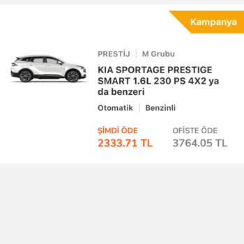 Garenta Kiralanan Aracın Olmaması ve Alt Segment Araç Sunmaları