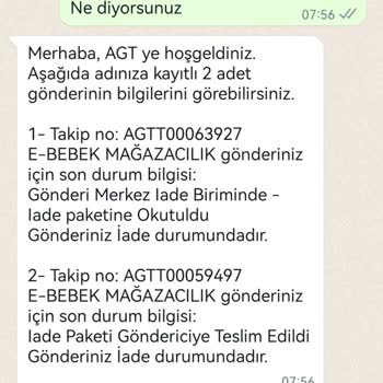AGT Kurye Ürünümü Otomatik İade Ediyor