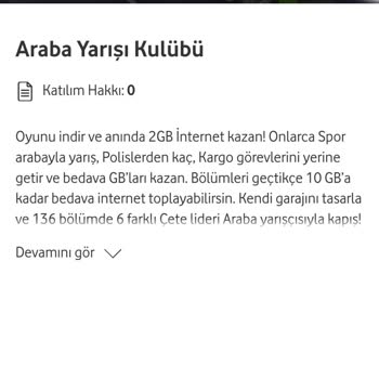 Vodafone Oyun Oynayarak İnternet Gelmesi