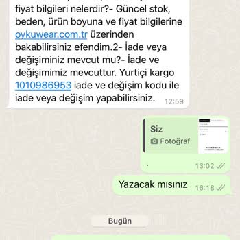Oykuwear Giyim Mağazası Pişmanlıktır
