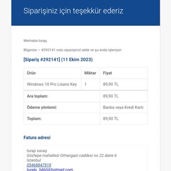 Sağlam Lisans Windows 10 Pro Kurulum Şifresi Gelmedi