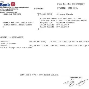 Axa Sigorta Haberiz Bir Şekilde Hesabımdan 768 TL Para Çekti