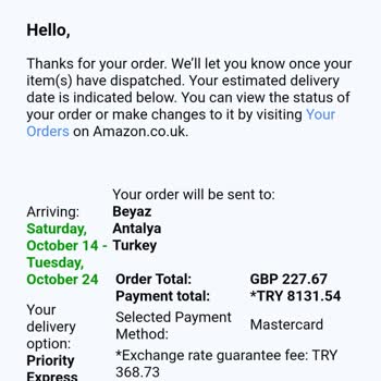 Amazon Şüpheli İşlem Bildirimi