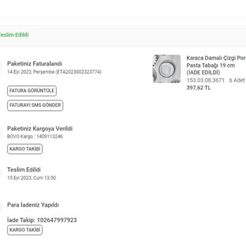 Karaca Züccaciye Ürün İade Ücretimi Yatırmıyor