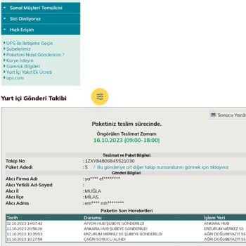 UPS Türkiye Kargonun Geç Teslim Edilmesi