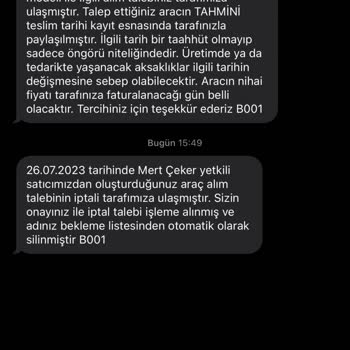 Mais İstanbul İznim Alınmadan Araç Talep İptali