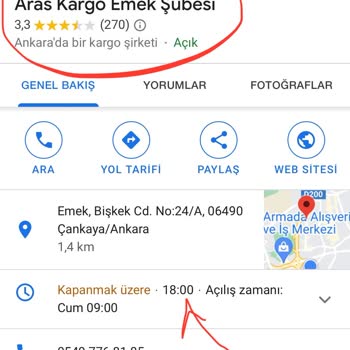 Aras Kargo Emek Şubesi Mesai Saatleri İçinde Kapalıyız Dedi