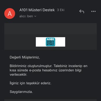 A101 2.5 Aydır Para İadesi Yapılmaması